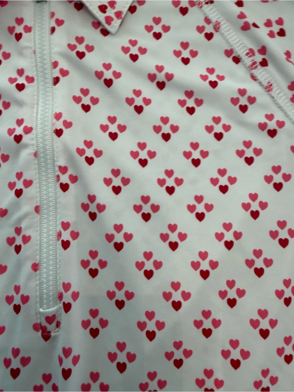 Jofit White Zip-Front Top with Pink and Red Heart Print - Picture 2 of 7
